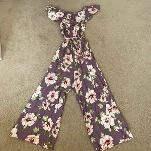 Blue blush flower jumpsuit